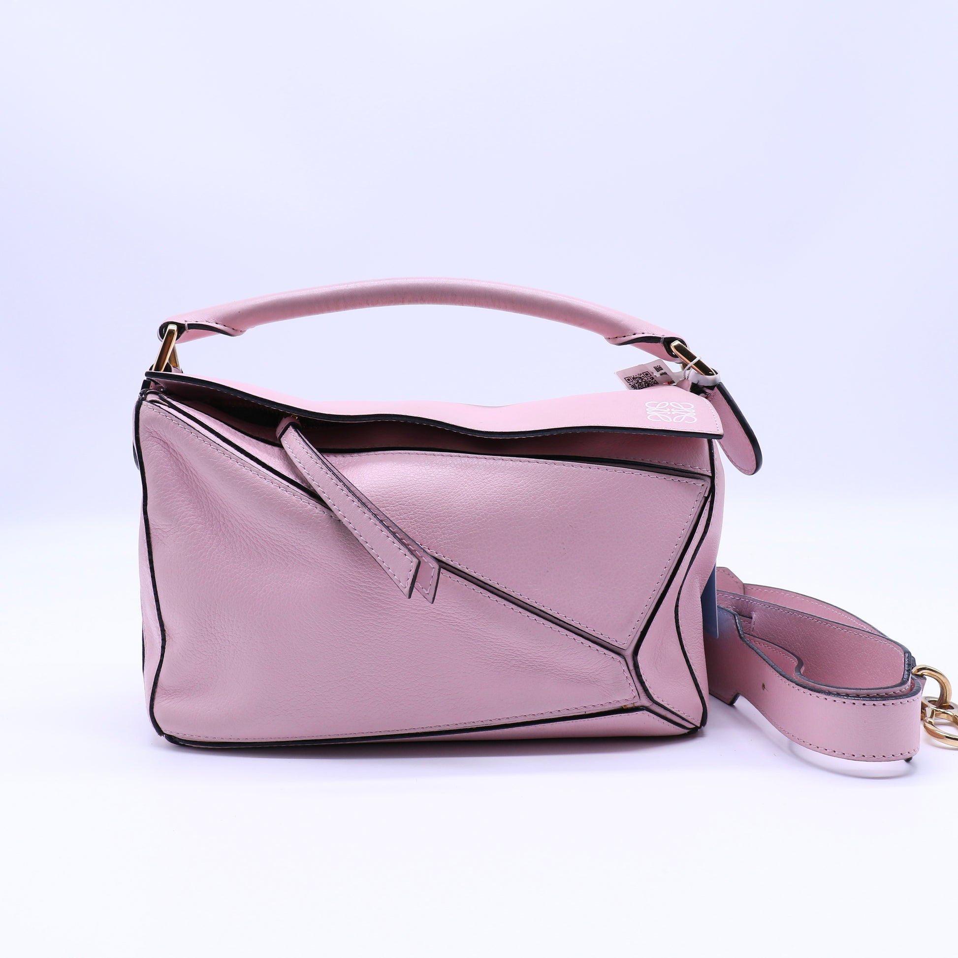 Loewe Soft Pink Grained Calfskin Leather Puzzle Bag twins LDJ4316