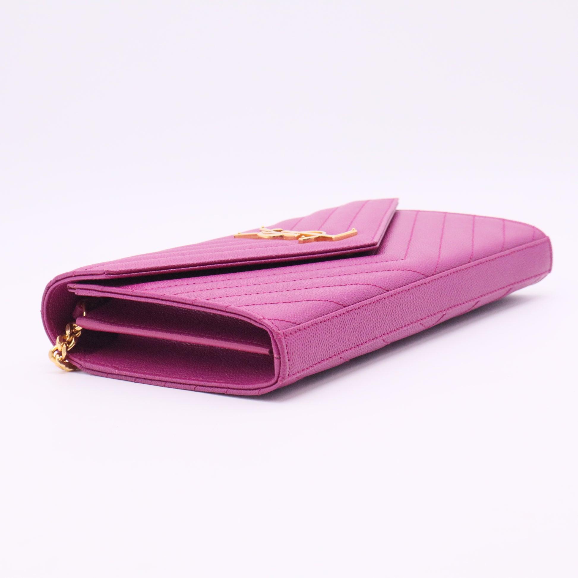 Classic Monogram Wallet on Chain Matelasse Chevron Leather Small twins