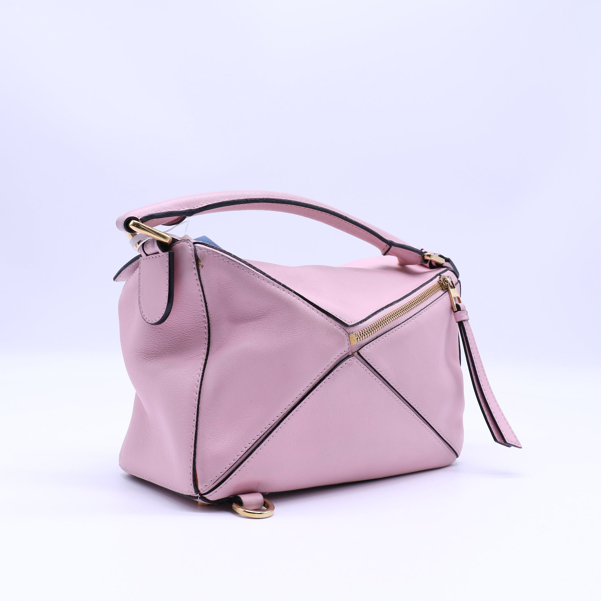 Loewe Soft Pink Grained Calfskin Leather Puzzle Bag twins LDJ4316