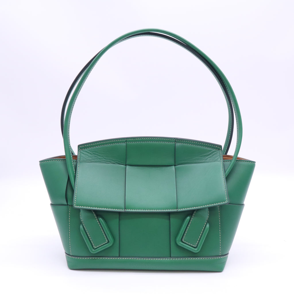 French Calfskin Maxi Intrecciato Small Arco Wood B24120