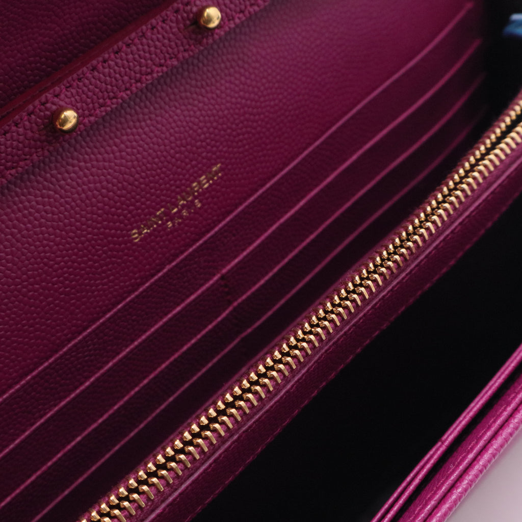 Classic Monogram Wallet on Chain Matelasse Chevron Leather Small twins