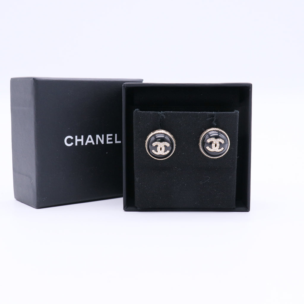 Chanel  Resin & Strass CC Stud Earrings Twins