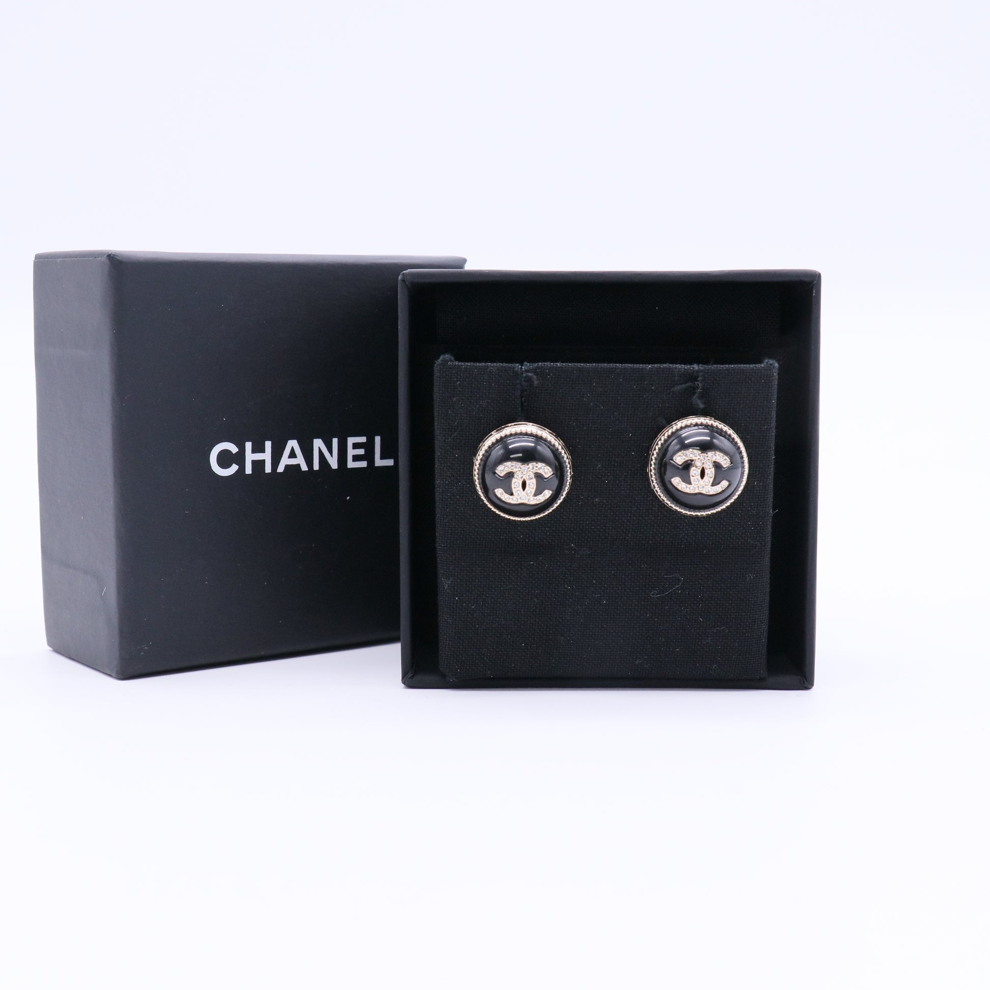 Chanel  Resin & Strass CC Stud Earrings Twins