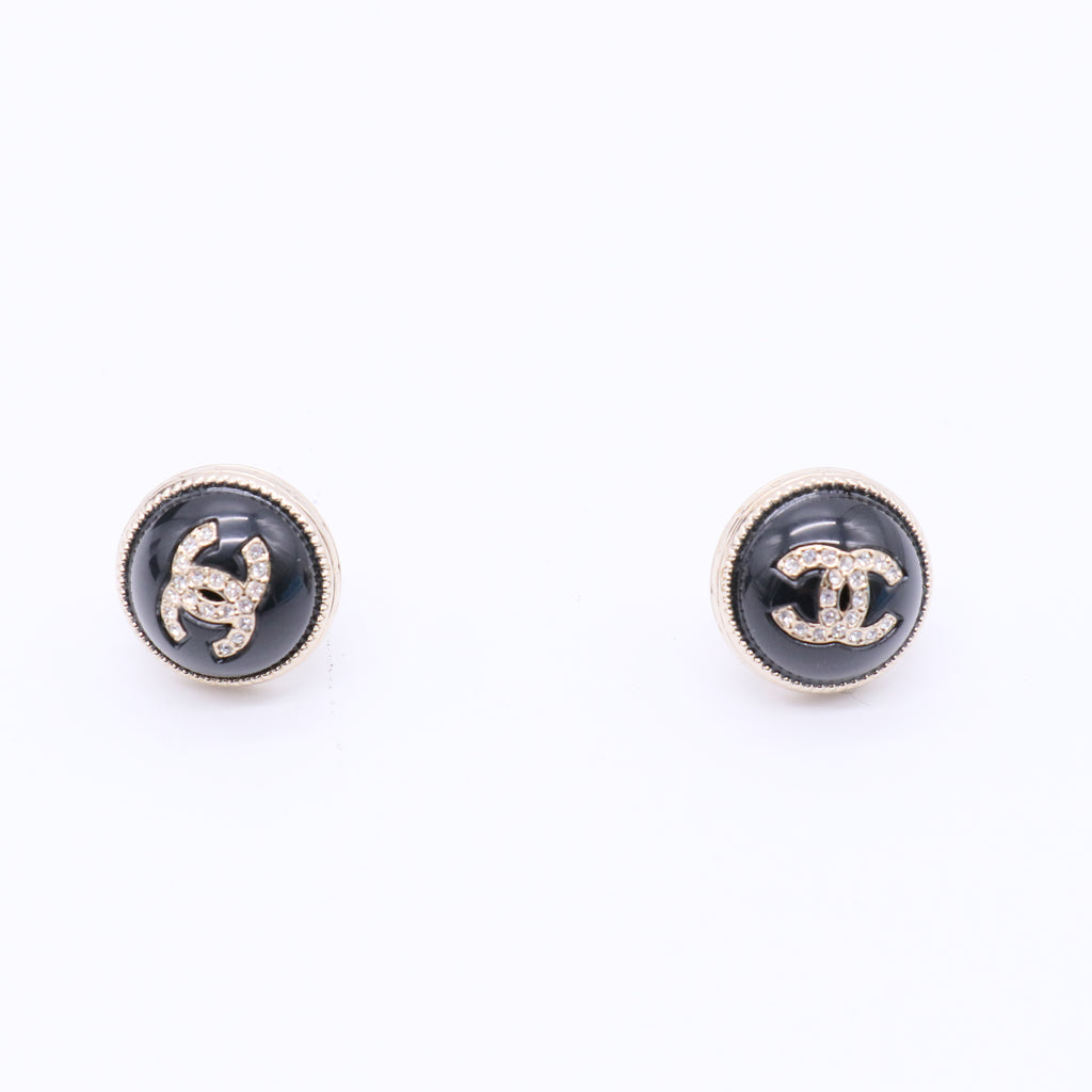 Chanel  Resin & Strass CC Stud Earrings Twins