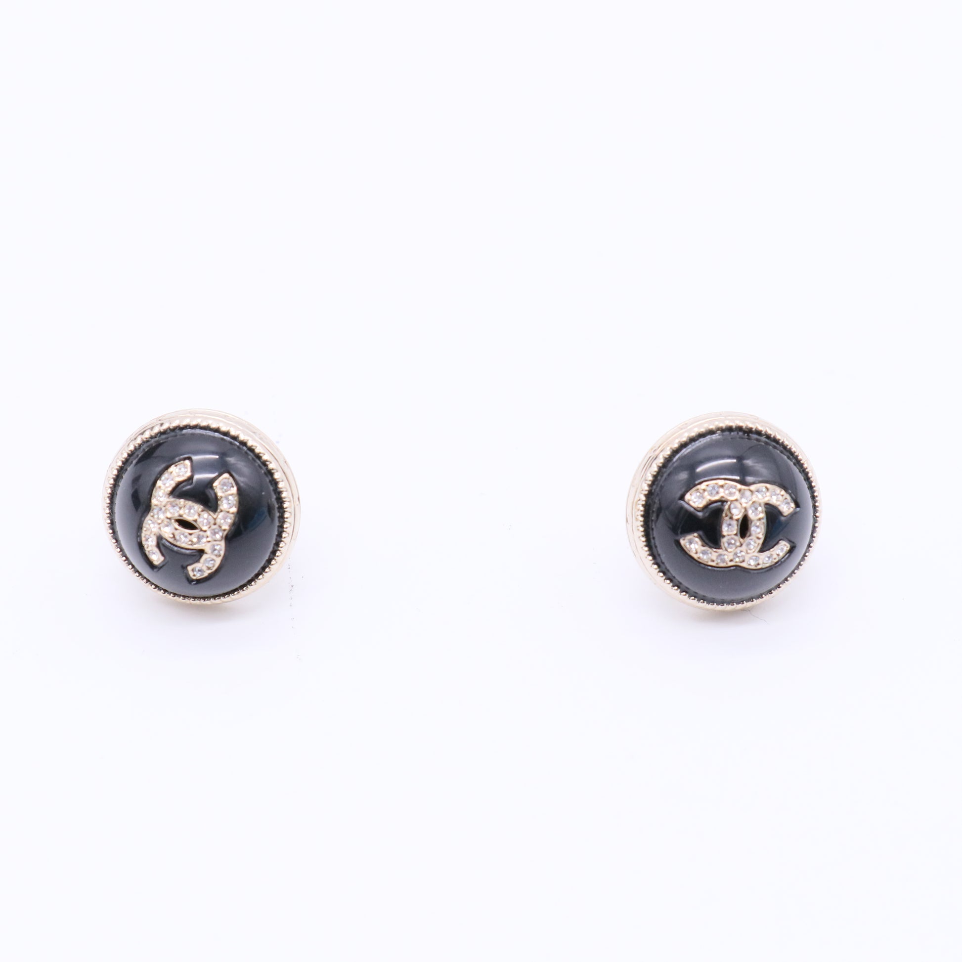 Chanel  Resin & Strass CC Stud Earrings Twins