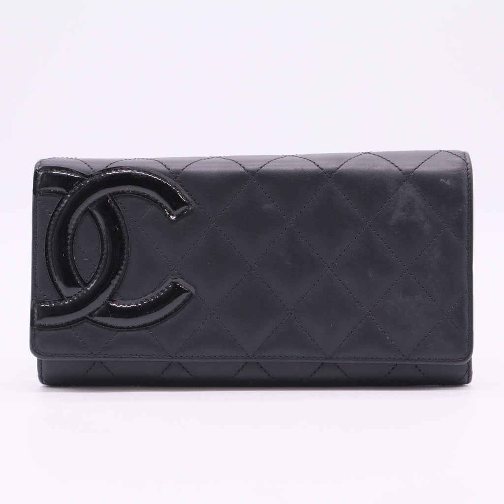 Chanel Matelasse Cambon Line Long Wallet Black  TWINS