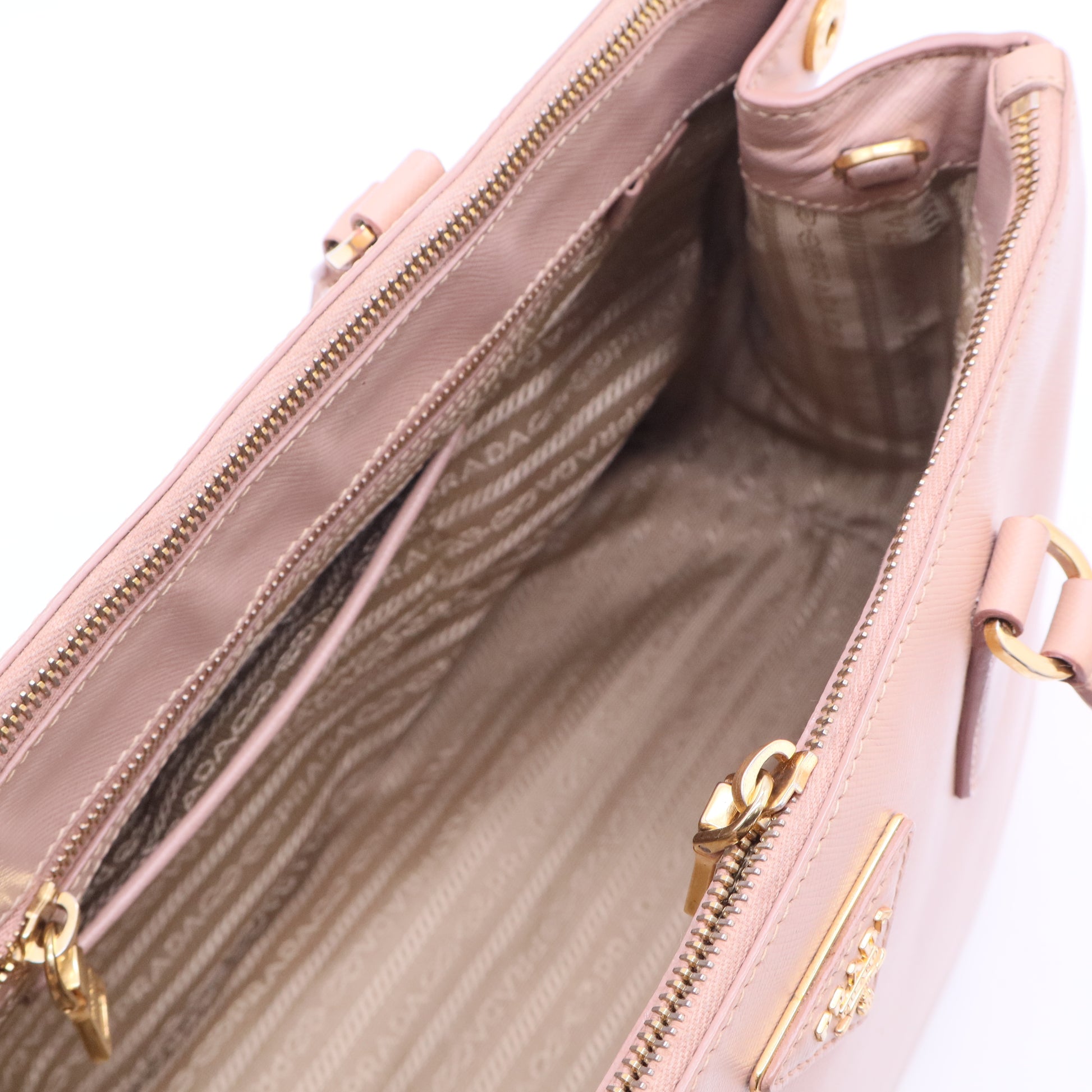 Pink Saffiano Leather Galleria Double Zip Large