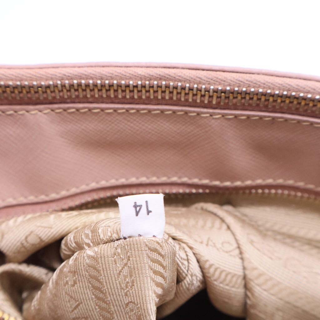 Pink Saffiano Leather Galleria Double Zip Large