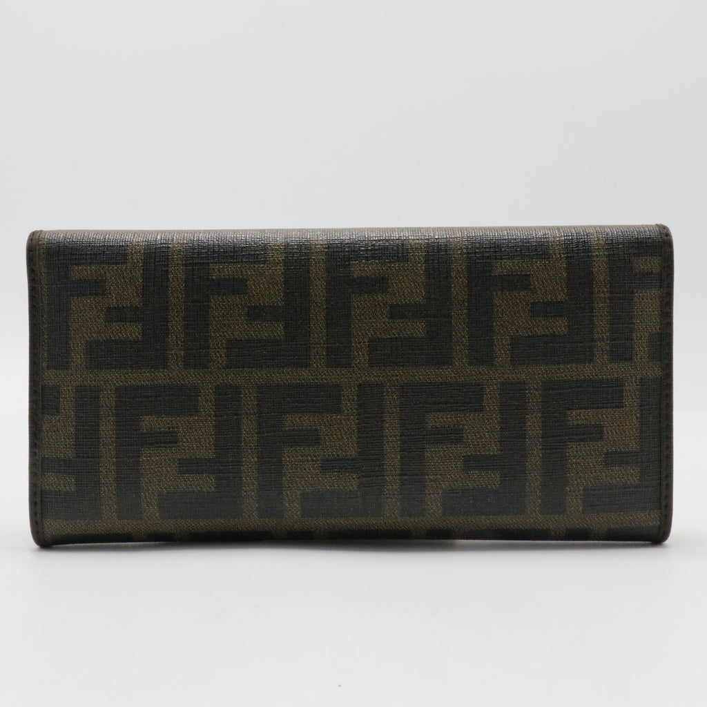 Fendi Tobacco Zucca Coated Canvas and Leather Flap Continental Wallet