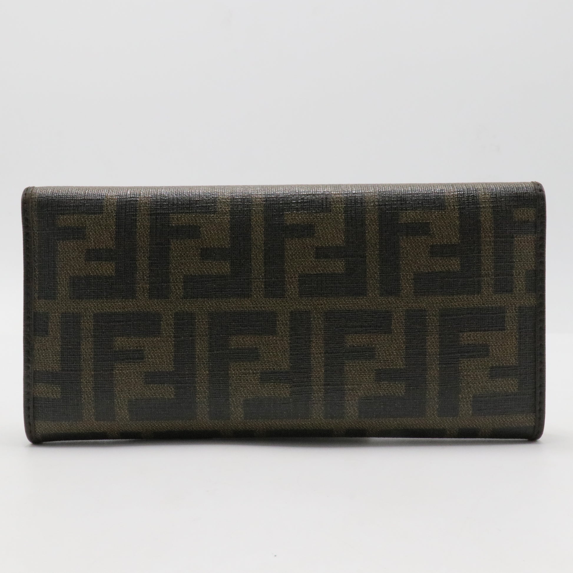 Fendi Tobacco Zucca Coated Canvas and Leather Flap Continental Wallet