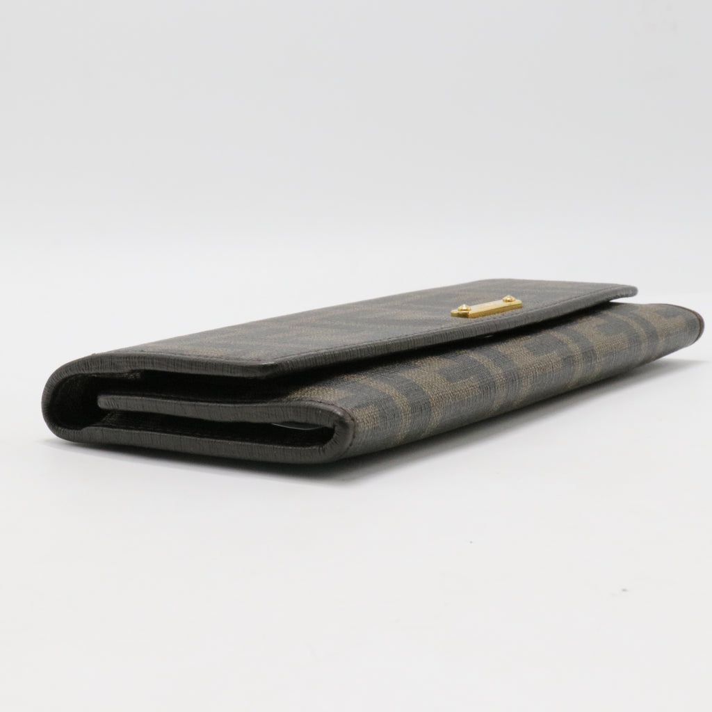 Fendi Tobacco Zucca Coated Canvas and Leather Flap Continental Wallet
