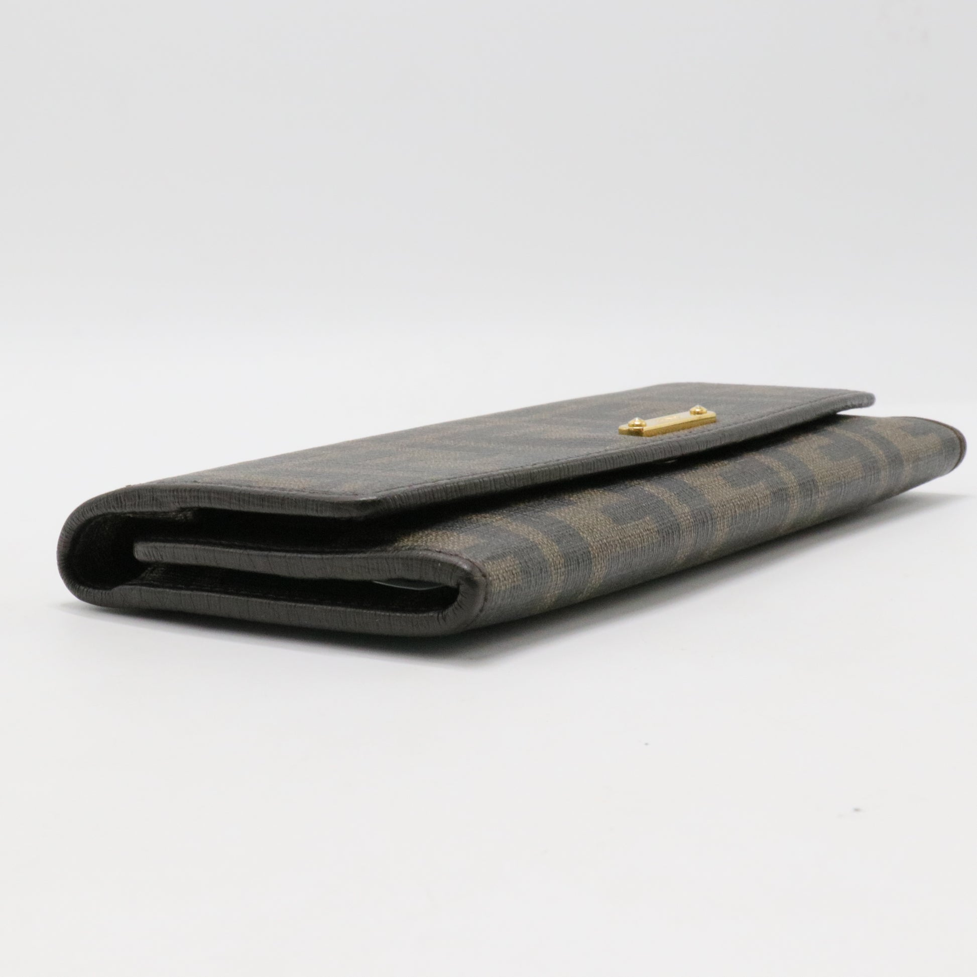Fendi Tobacco Zucca Coated Canvas and Leather Flap Continental Wallet