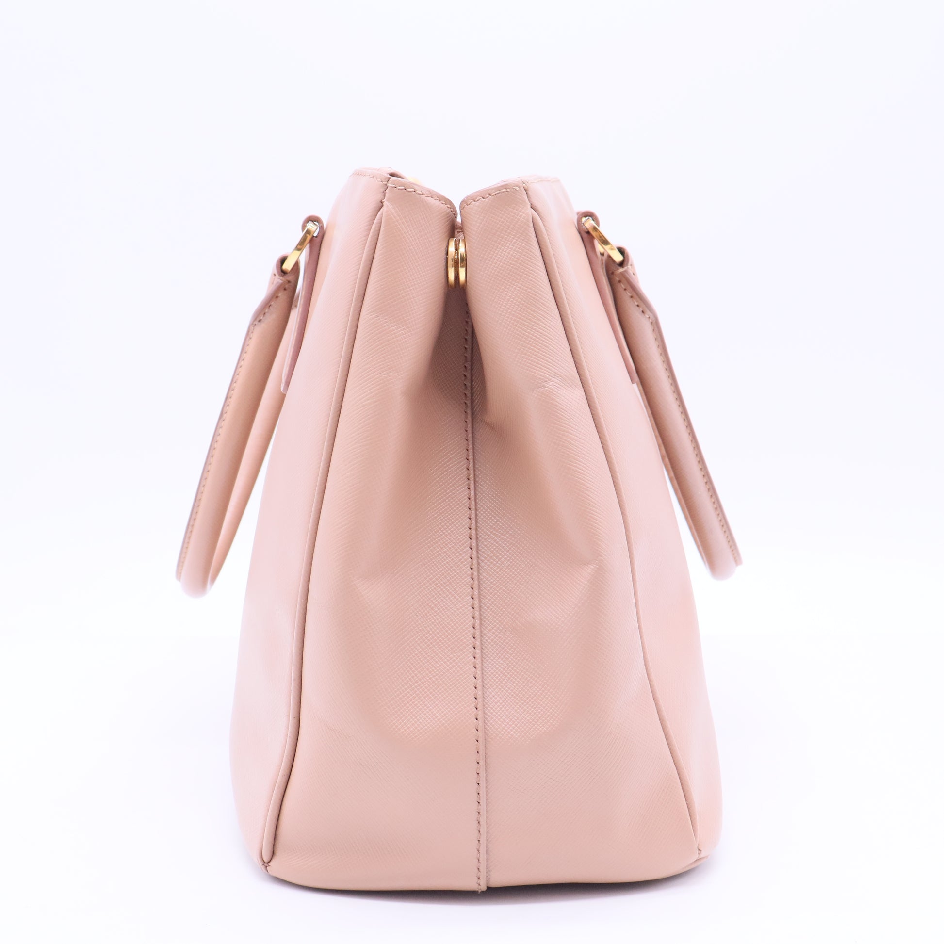 Pink Saffiano Leather Galleria Double Zip Large