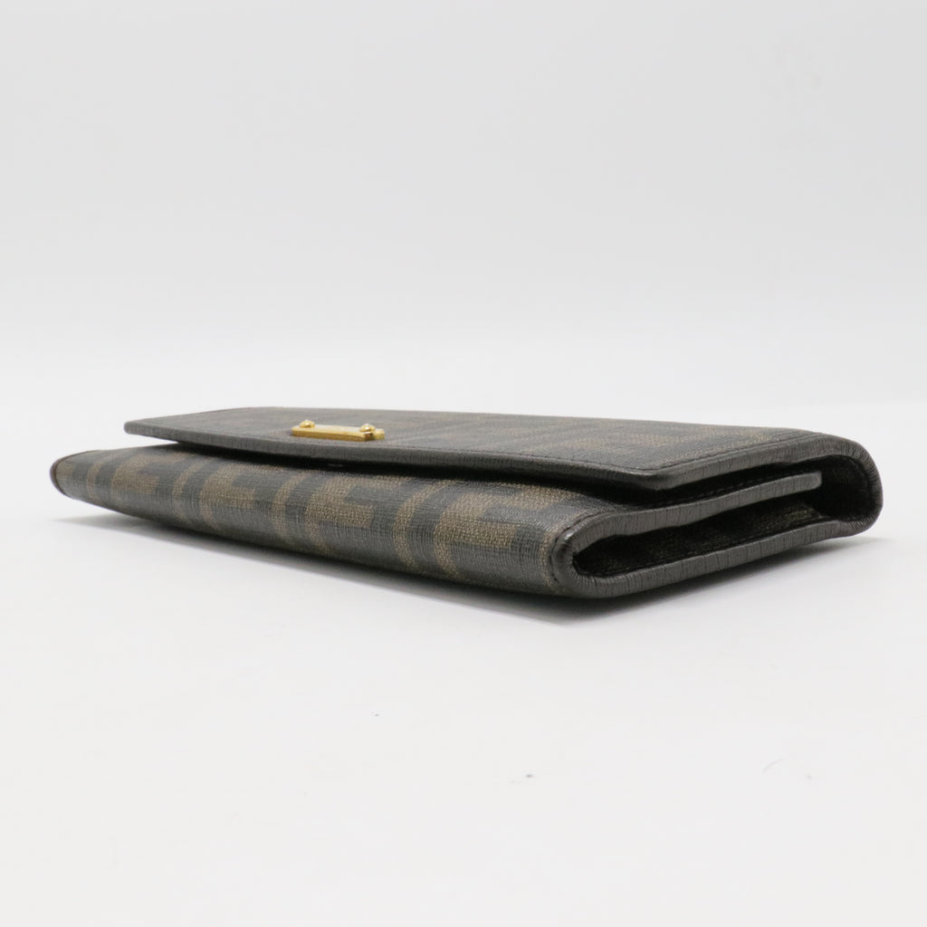 Fendi Tobacco Zucca Coated Canvas and Leather Flap Continental Wallet