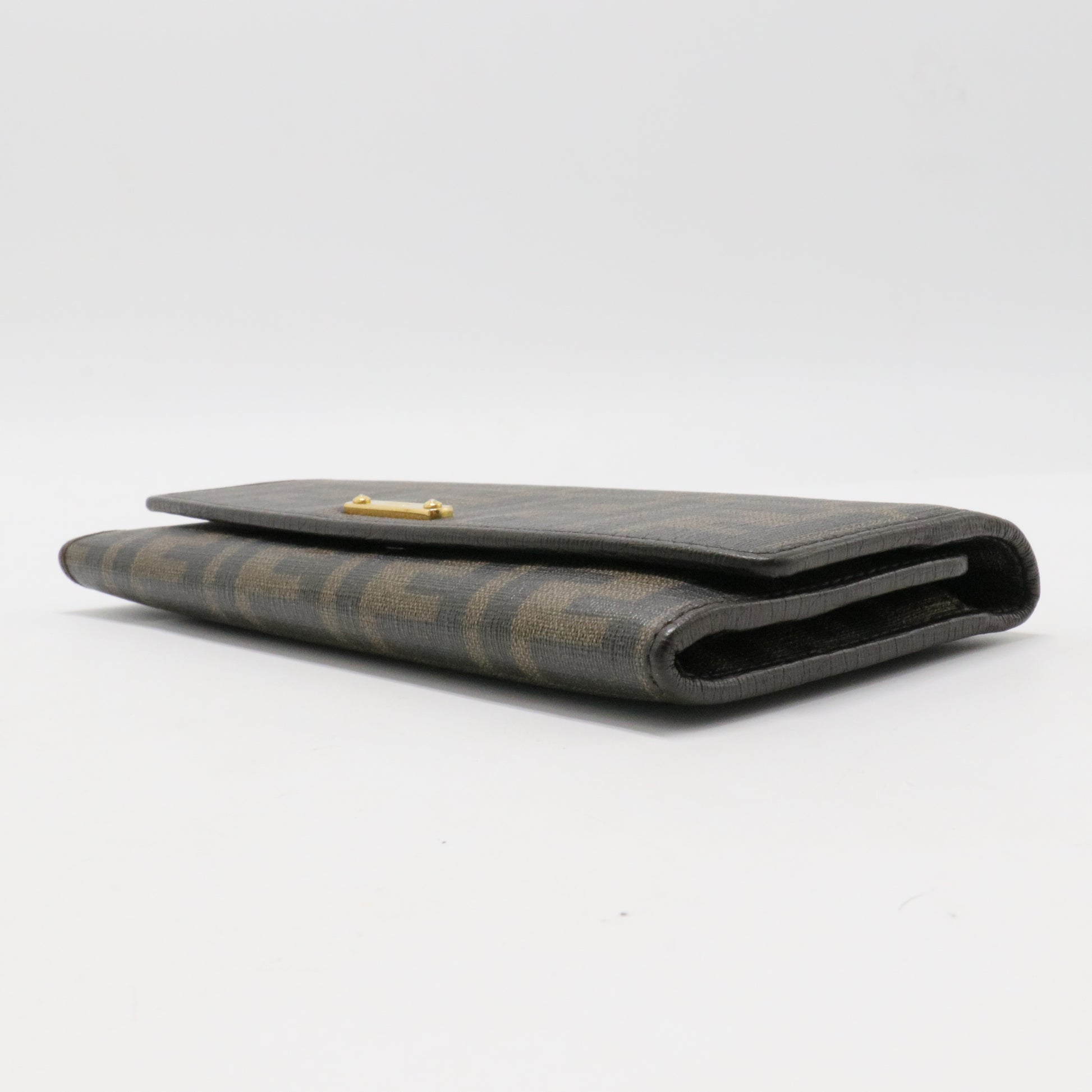 Fendi Tobacco Zucca Coated Canvas and Leather Flap Continental Wallet
