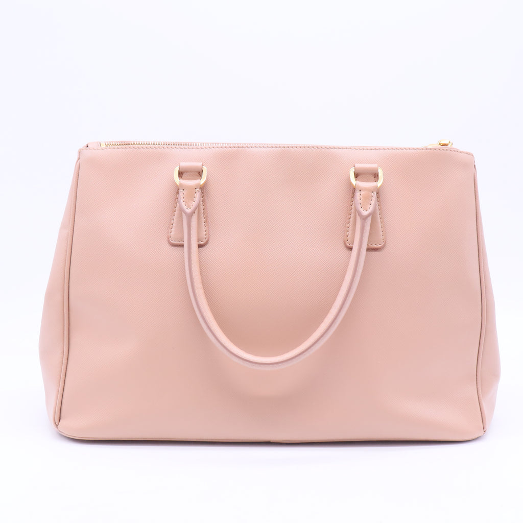 Pink Saffiano Leather Galleria Double Zip Large