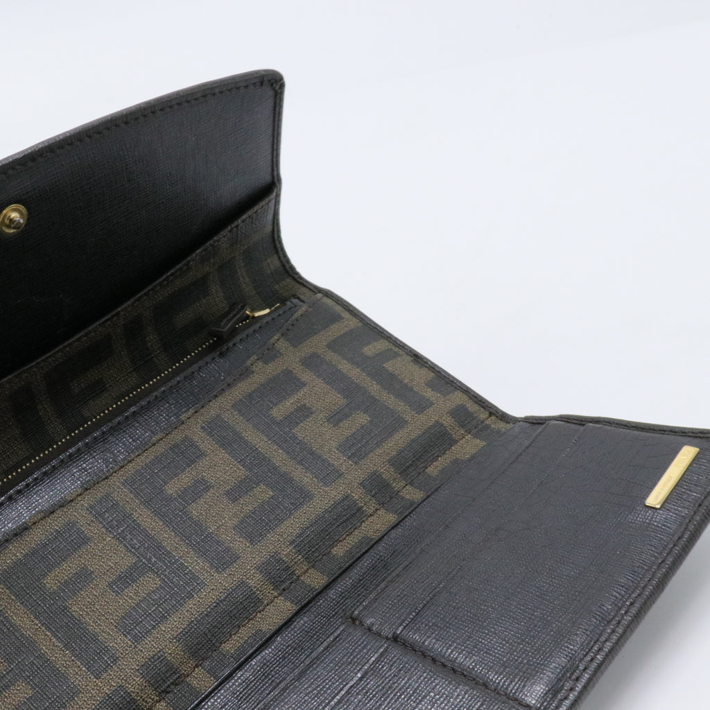 Fendi Tobacco Zucca Coated Canvas and Leather Flap Continental Wallet