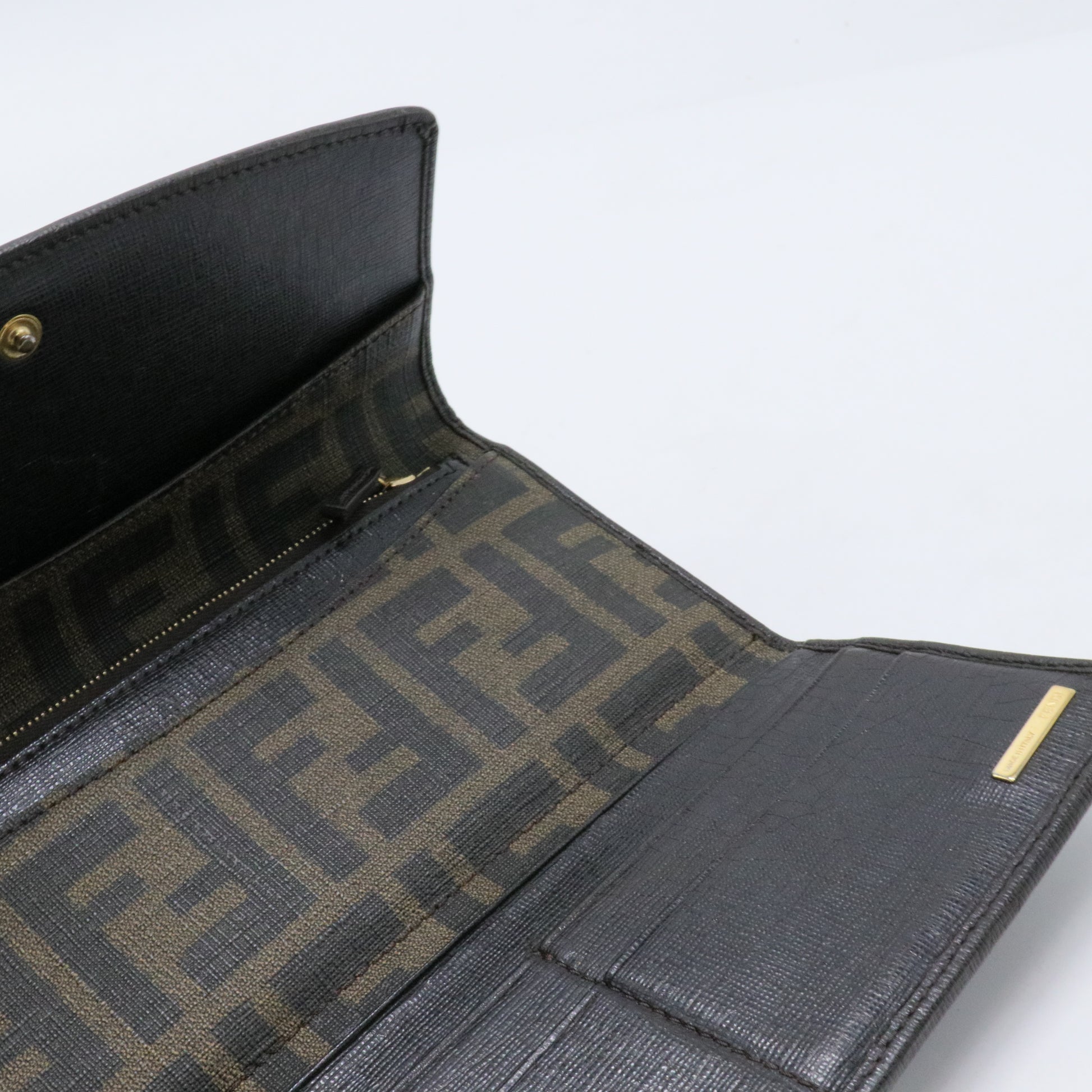 Fendi Tobacco Zucca Coated Canvas and Leather Flap Continental Wallet