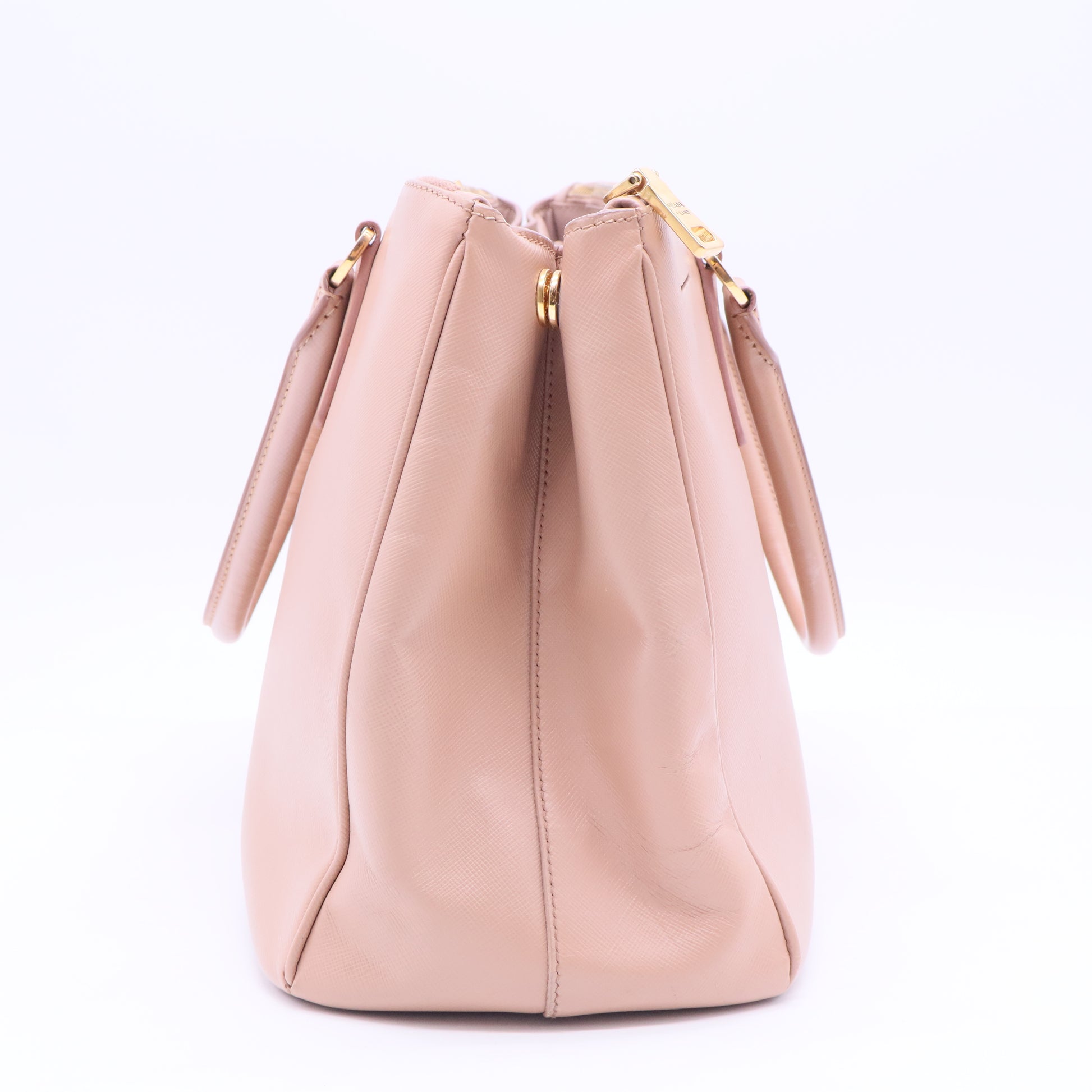 Pink Saffiano Leather Galleria Double Zip Large