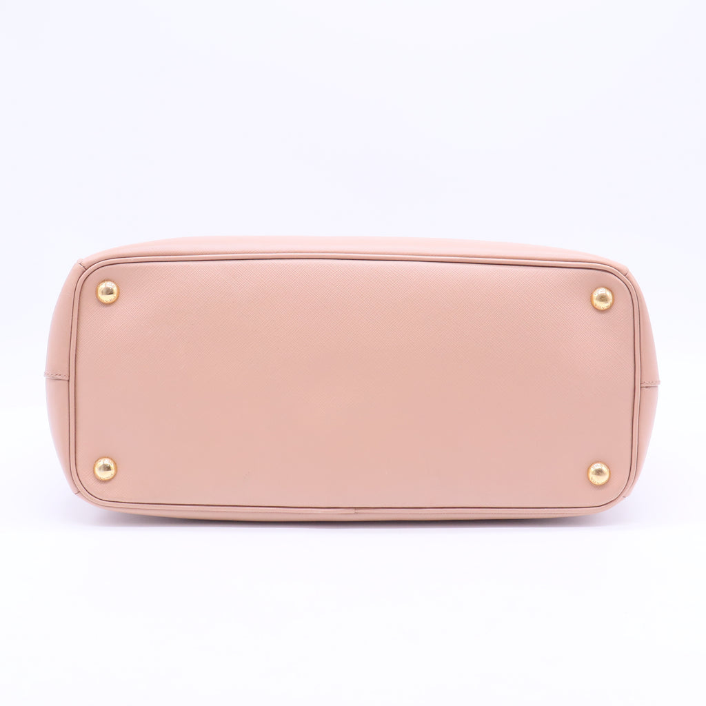 Pink Saffiano Leather Galleria Double Zip Large