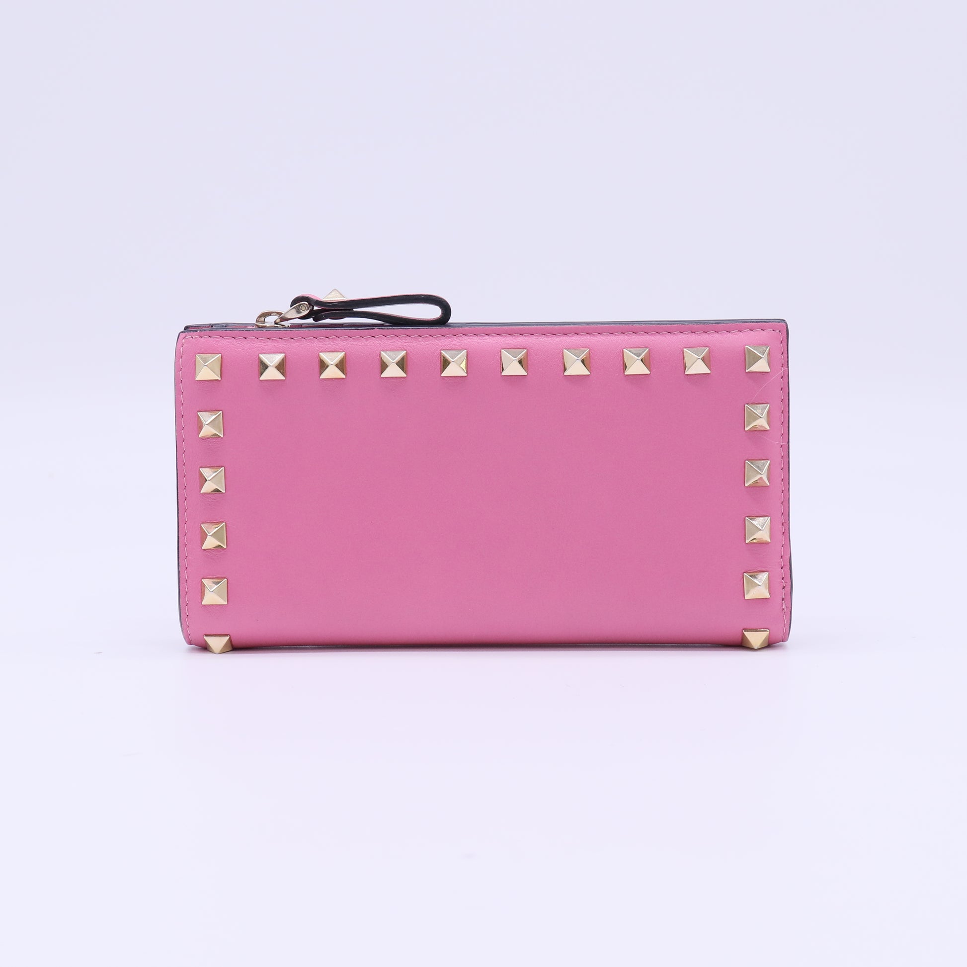 Valentino Garavani Rockstud Leather Zip-Around Continental Wallet W22060