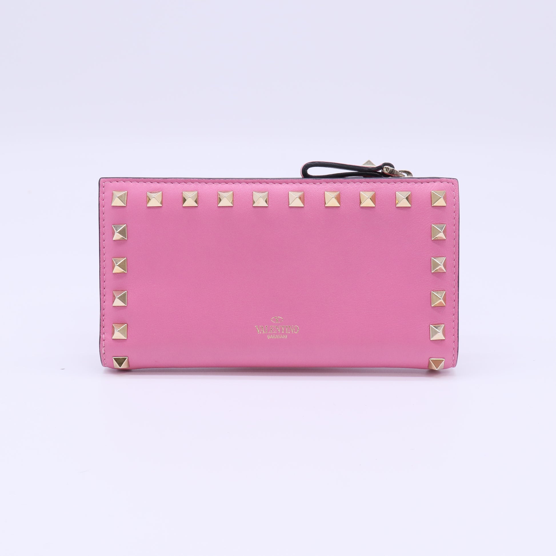 Valentino Garavani Rockstud Leather Zip-Around Continental Wallet W22060