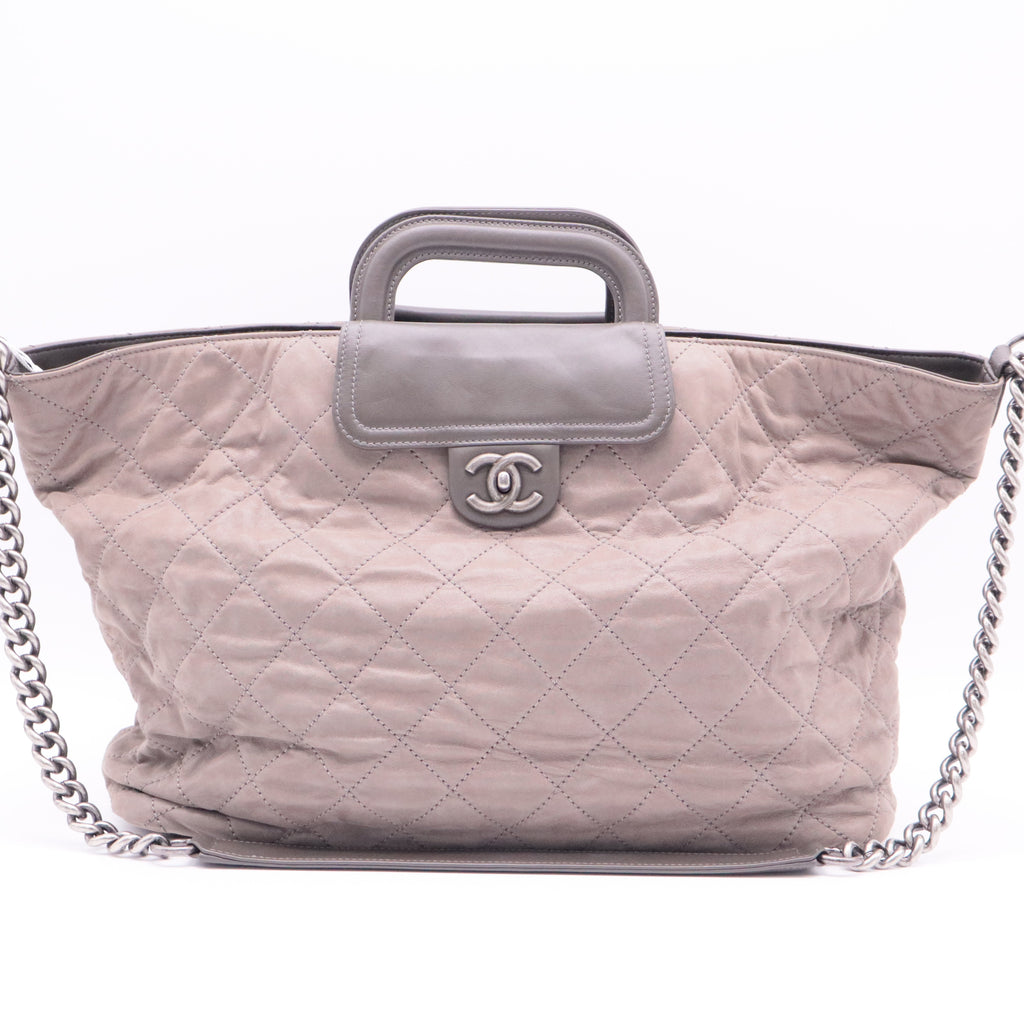 Iridescent Calfskin Quilted In The Mix Shopping Tote twins
