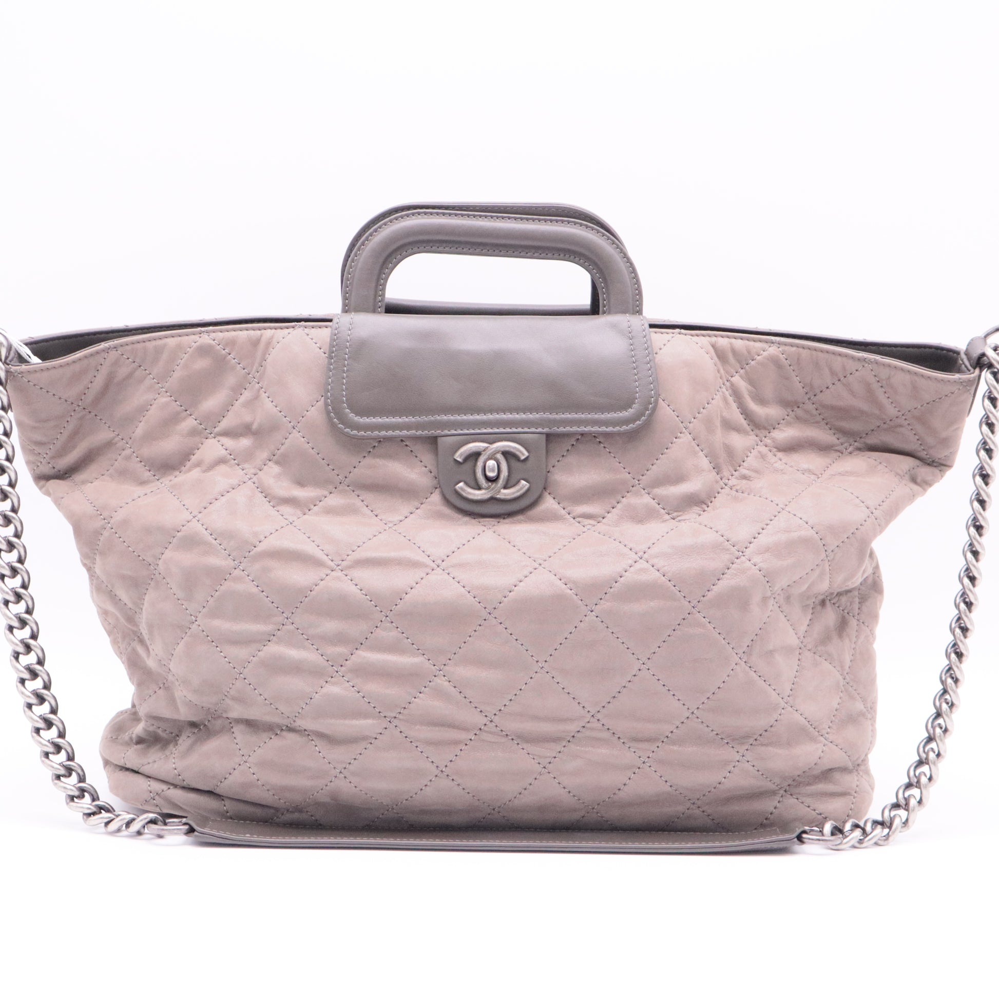 Iridescent Calfskin Quilted In The Mix Shopping Tote twins