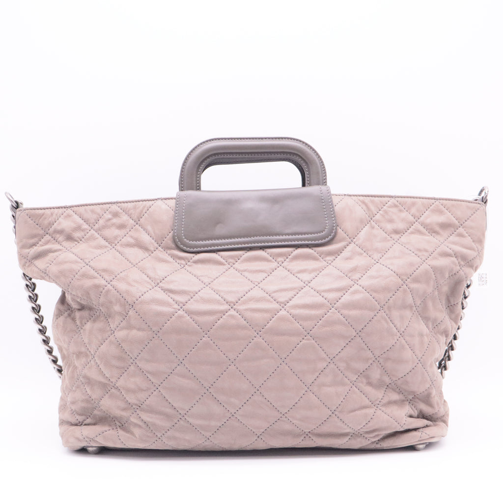 Iridescent Calfskin Quilted In The Mix Shopping Tote twins