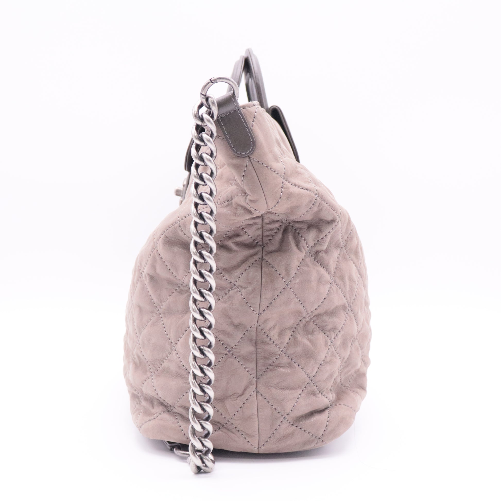 Iridescent Calfskin Quilted In The Mix Shopping Tote twins