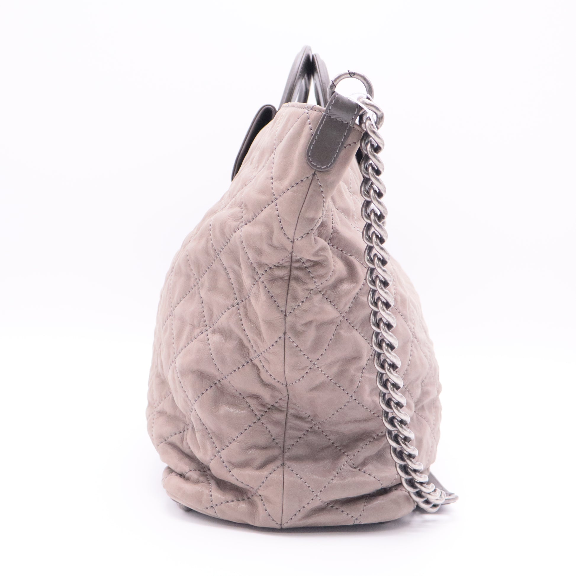 Iridescent Calfskin Quilted In The Mix Shopping Tote twins