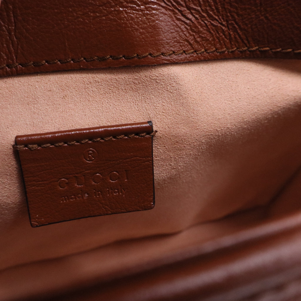 Brown Matelasse Leather Mini GG Marmont Top Handle Bag Twins