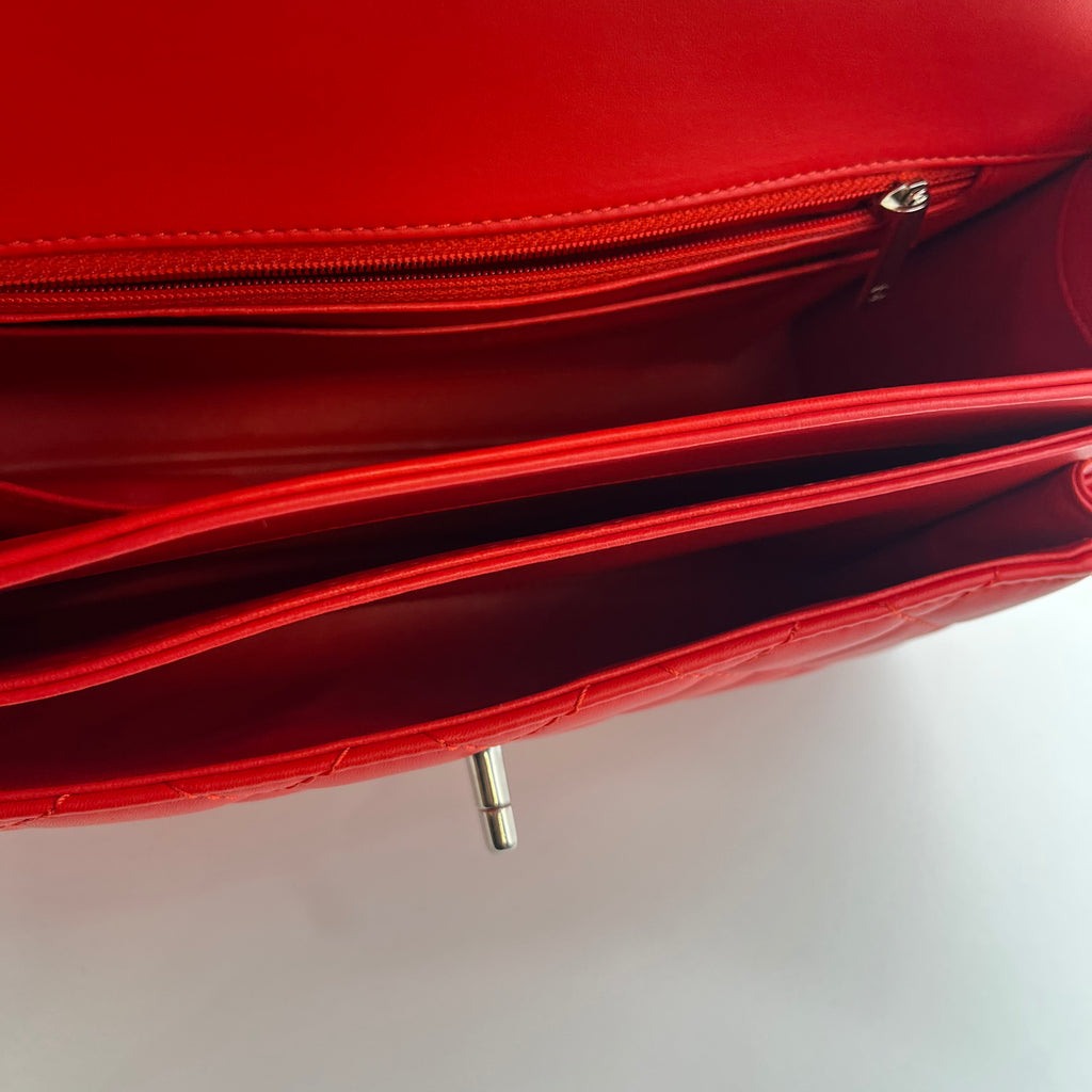 Red Large Lambskin Geometric Flap Crossbody Bag twins