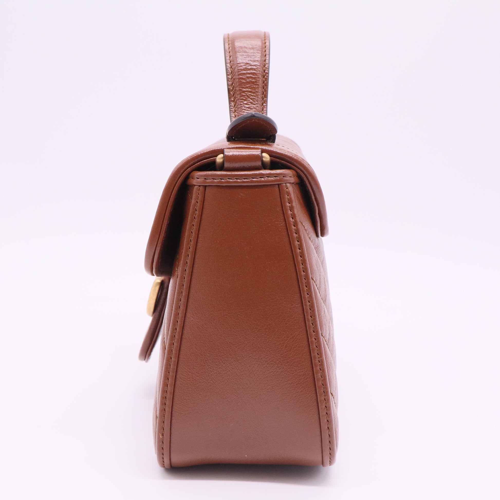 Brown Matelasse Leather Mini GG Marmont Top Handle Bag Twins