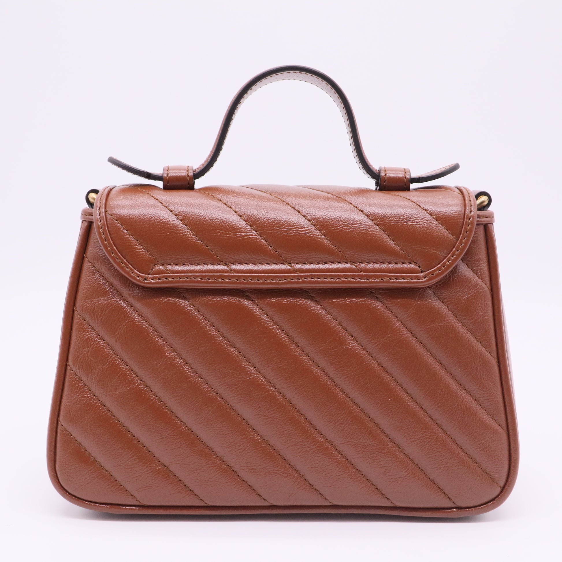 Brown Matelasse Leather Mini GG Marmont Top Handle Bag Twins