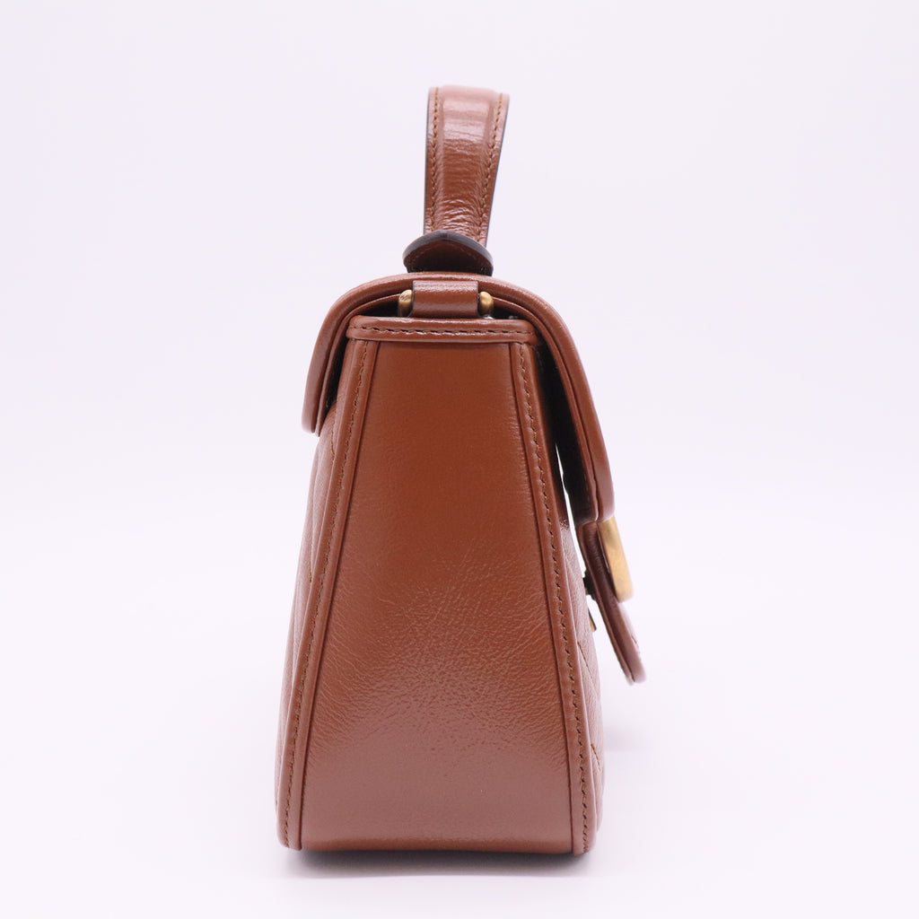 Brown Matelasse Leather Mini GG Marmont Top Handle Bag Twins