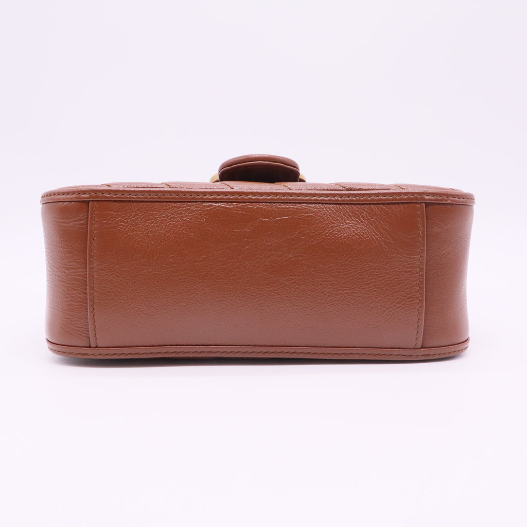 Brown Matelasse Leather Mini GG Marmont Top Handle Bag Twins