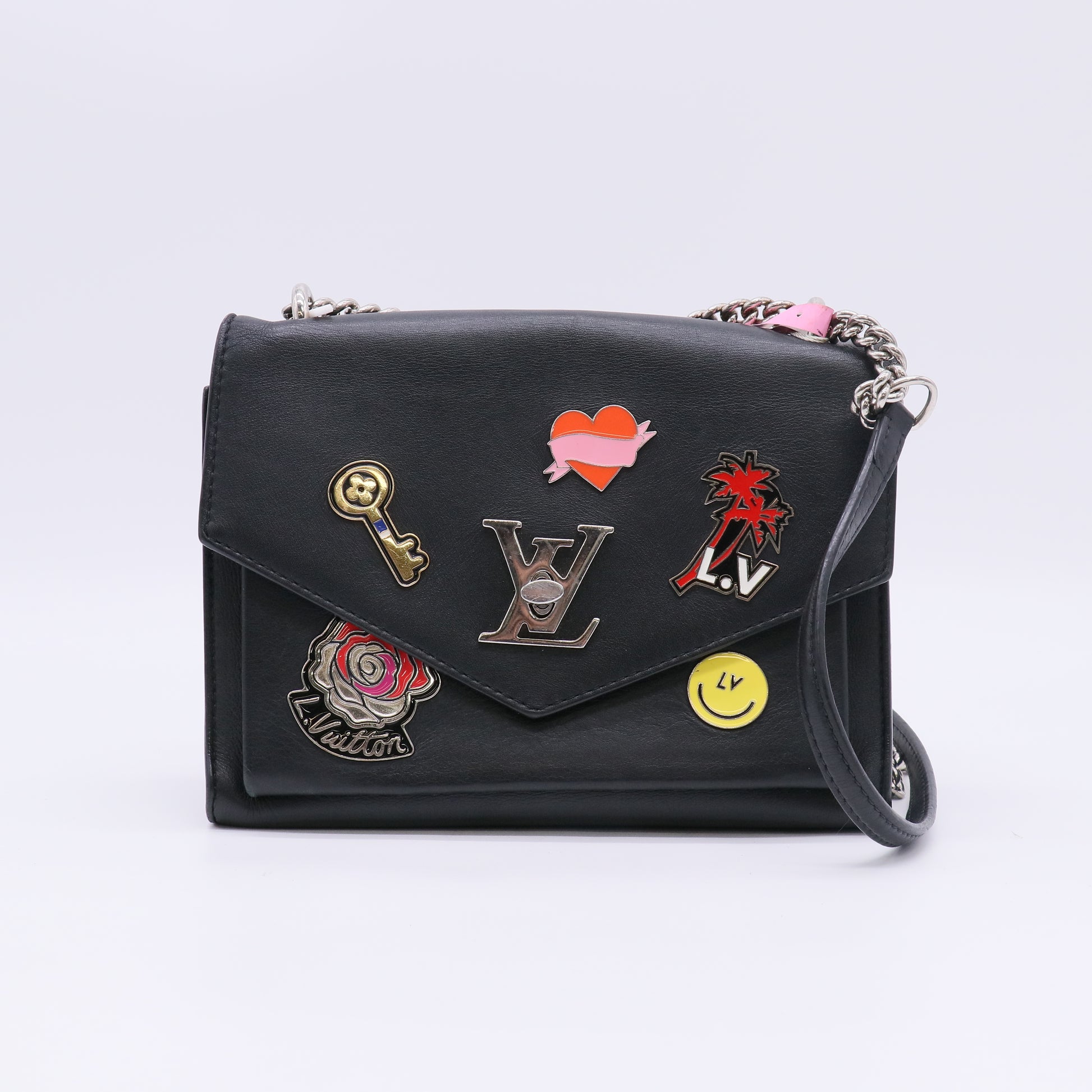Louis Vuitton Mylockme Handbag Limited Edition Pin Embellished Leather BB twins LDJ5092