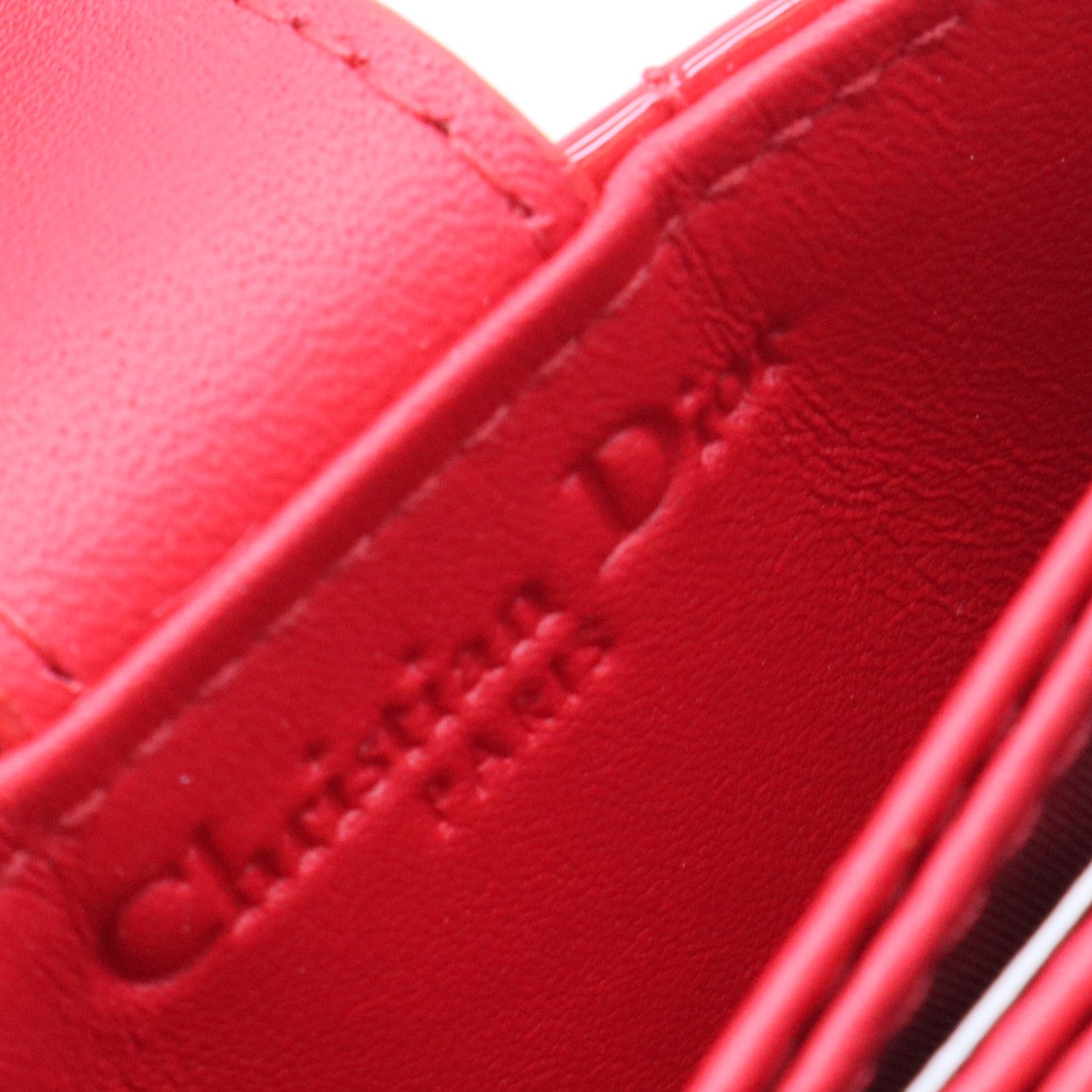 Patent Cannage Lady Dior 5-Gusset Card Holder Rouge Vif