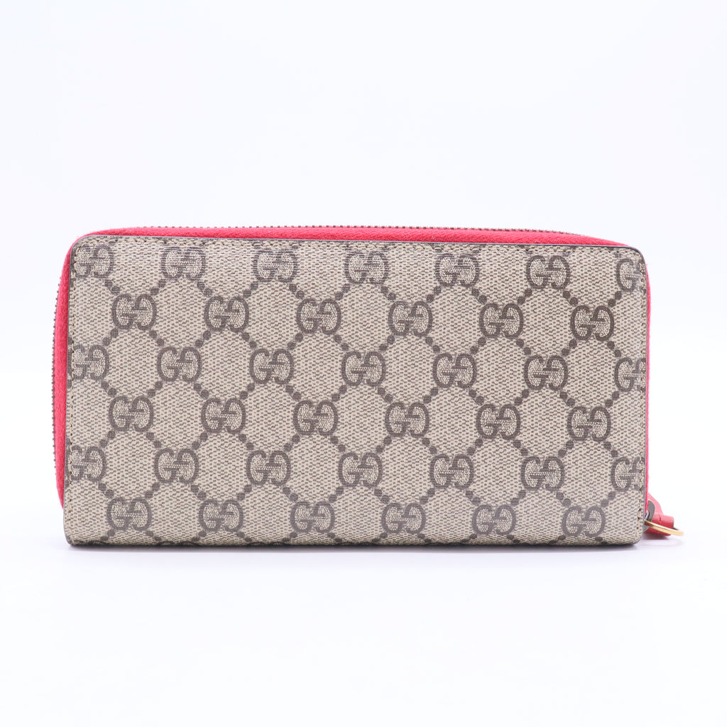 Cherry Leather Long Wallet Zip Canvas Cherrie GG Fruit Italy Beige Red NEW