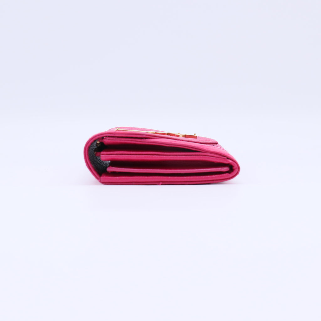 Saint Laurent Monogram Grained Leather Envelope Wallet Pink W21804