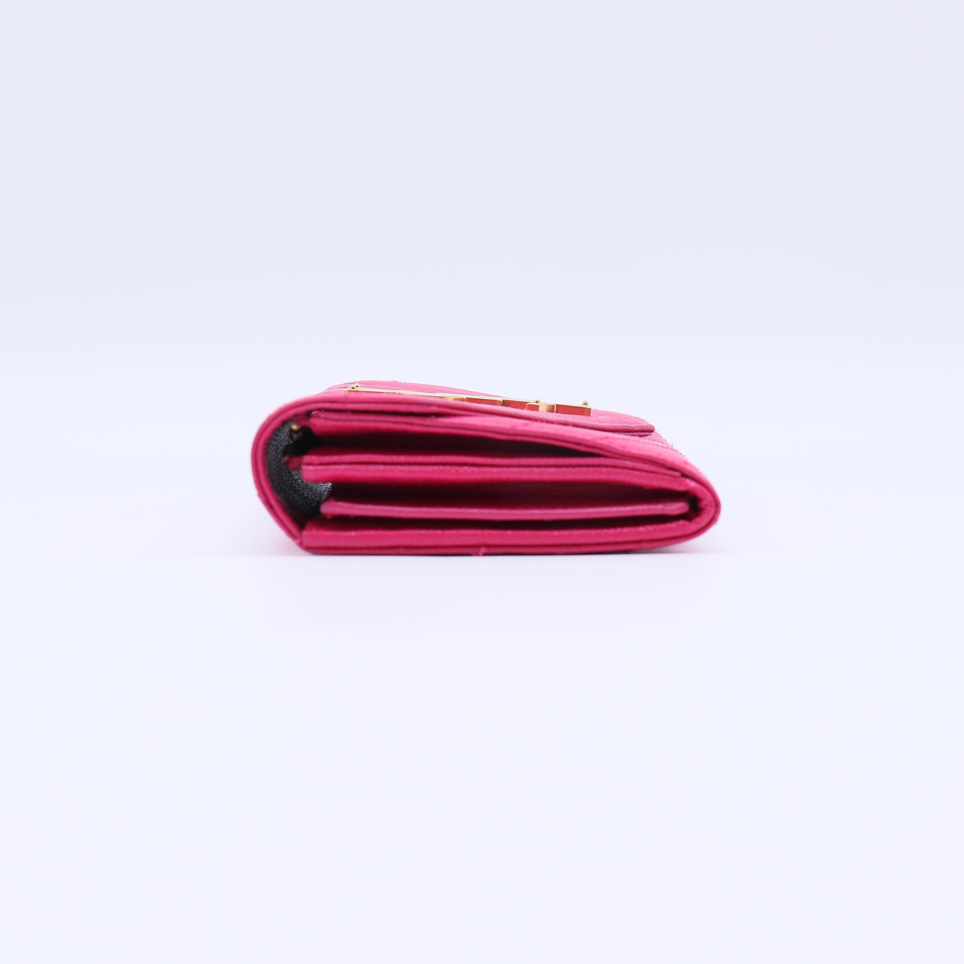 Saint Laurent Monogram Grained Leather Envelope Wallet Pink W21804