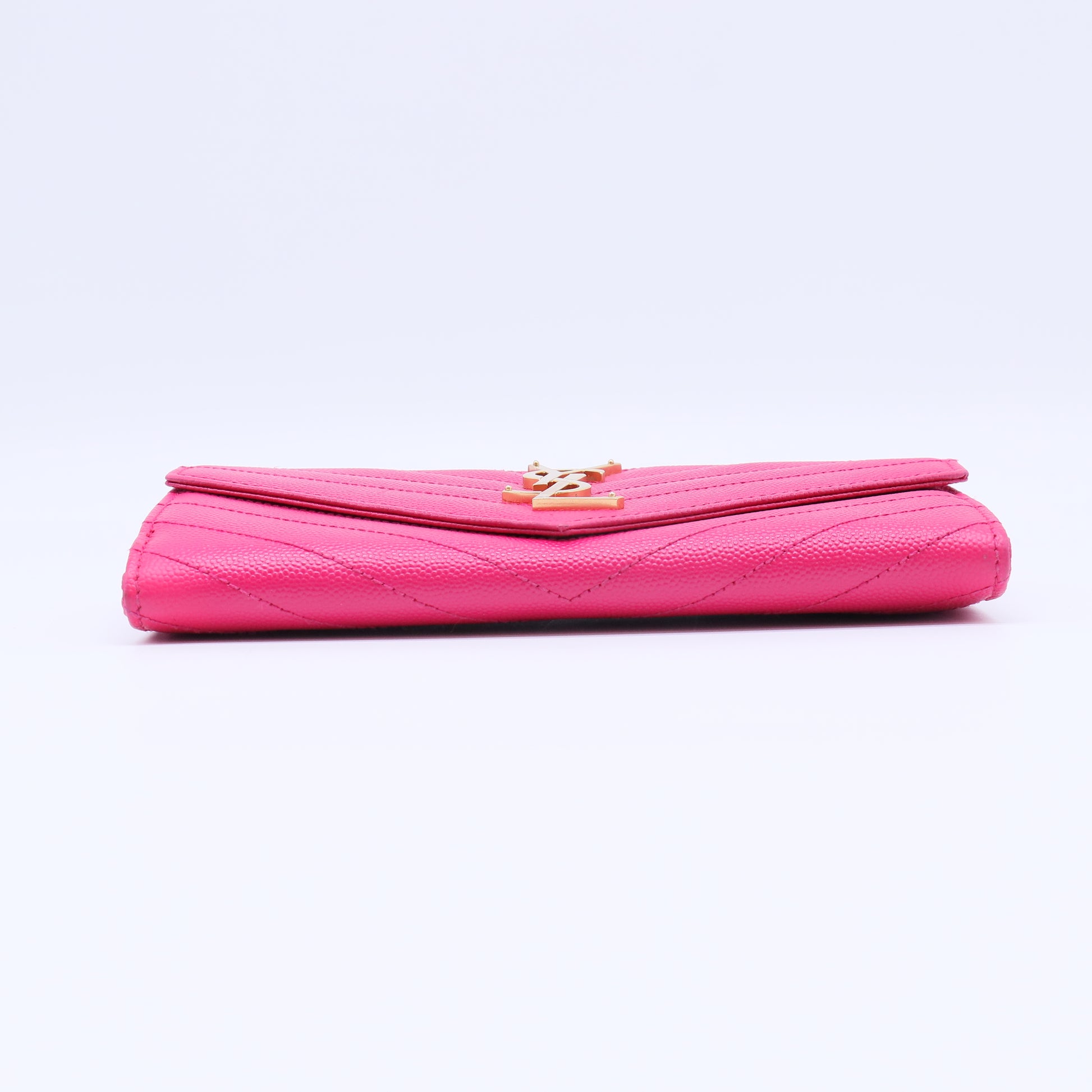 Saint Laurent Monogram Grained Leather Envelope Wallet Pink W21804