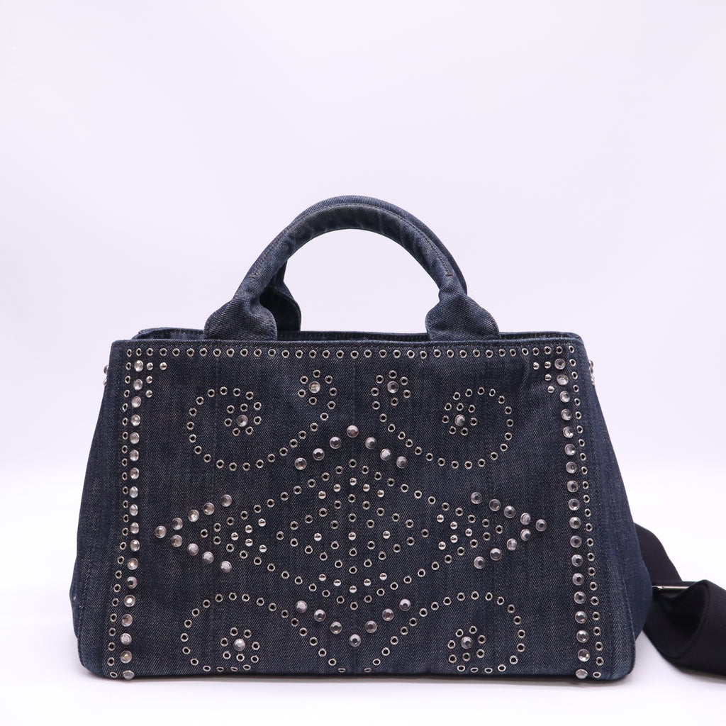 Canapa Convertible Tote Rhinestone Embellished Denim Large Twins LDJ4598