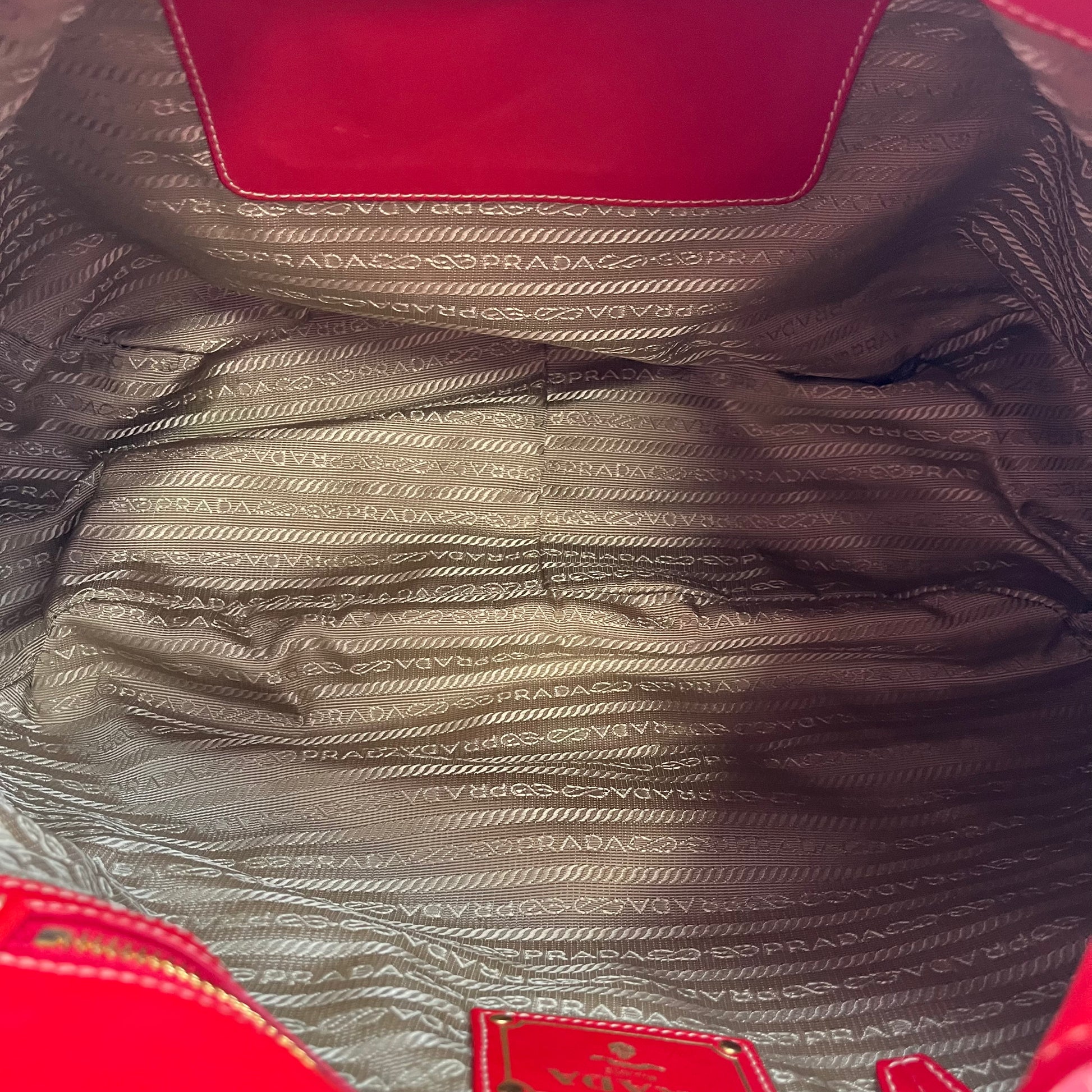 Prada Red Cervo Leather Zip Around Hobo twins
