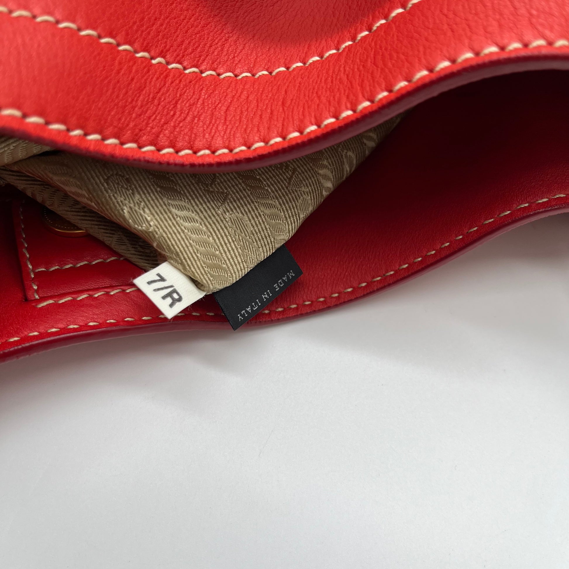 Prada Red Cervo Leather Zip Around Hobo twins