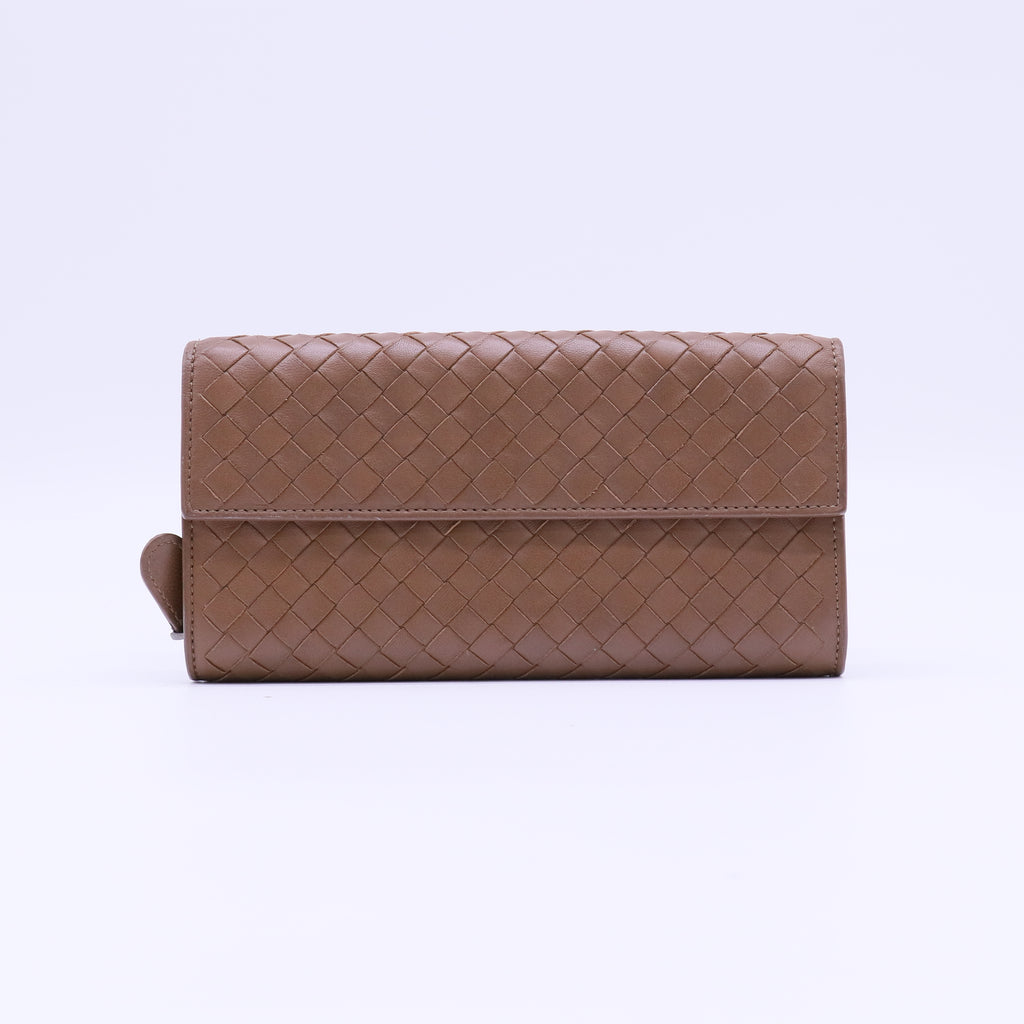 Bottega Veneta Blue Intrecciato Leather Continental W21702