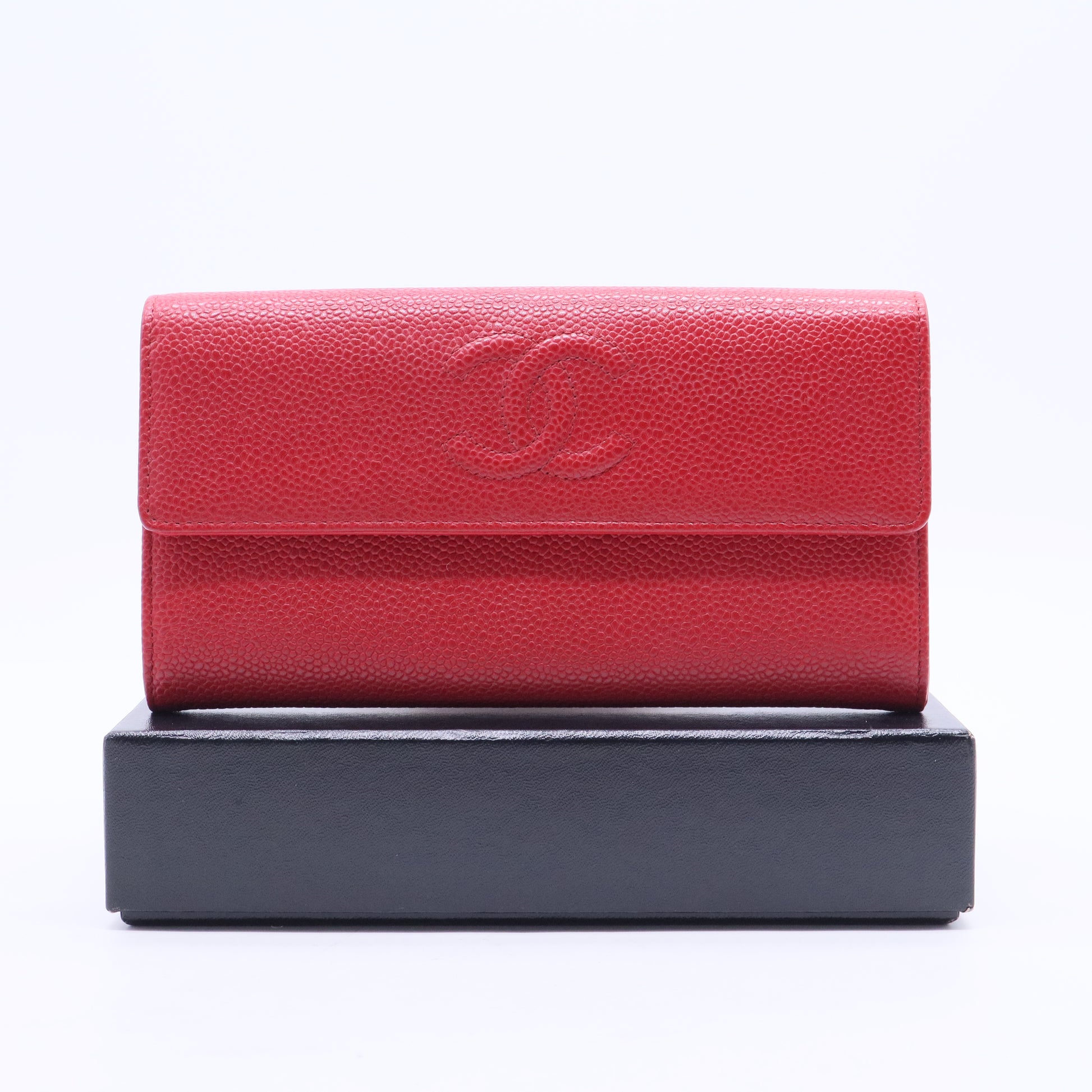 Caviar Timeless CC Large Gusset Flap Wallet Light Red W20439