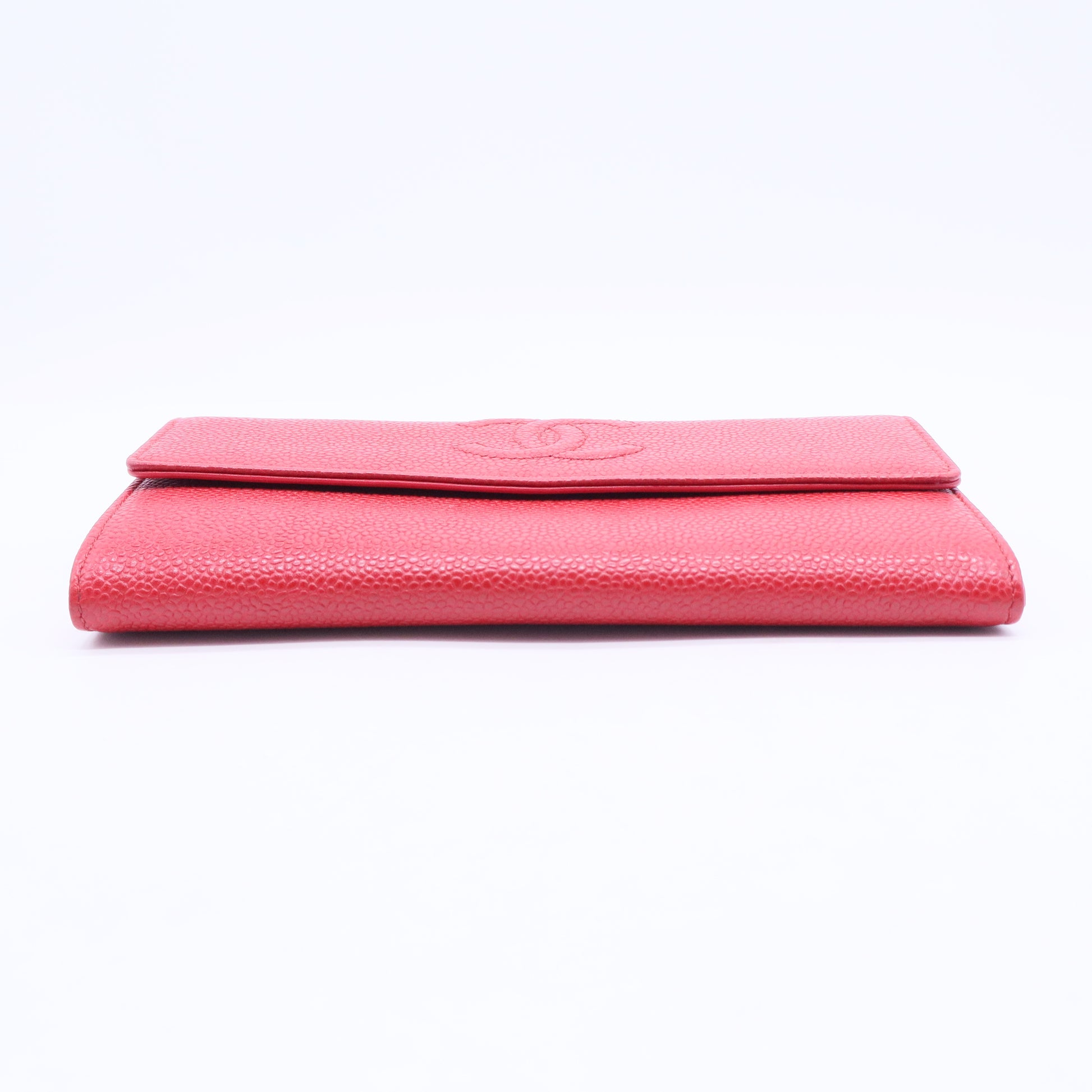 Caviar Timeless CC Large Gusset Flap Wallet Light Red W20439