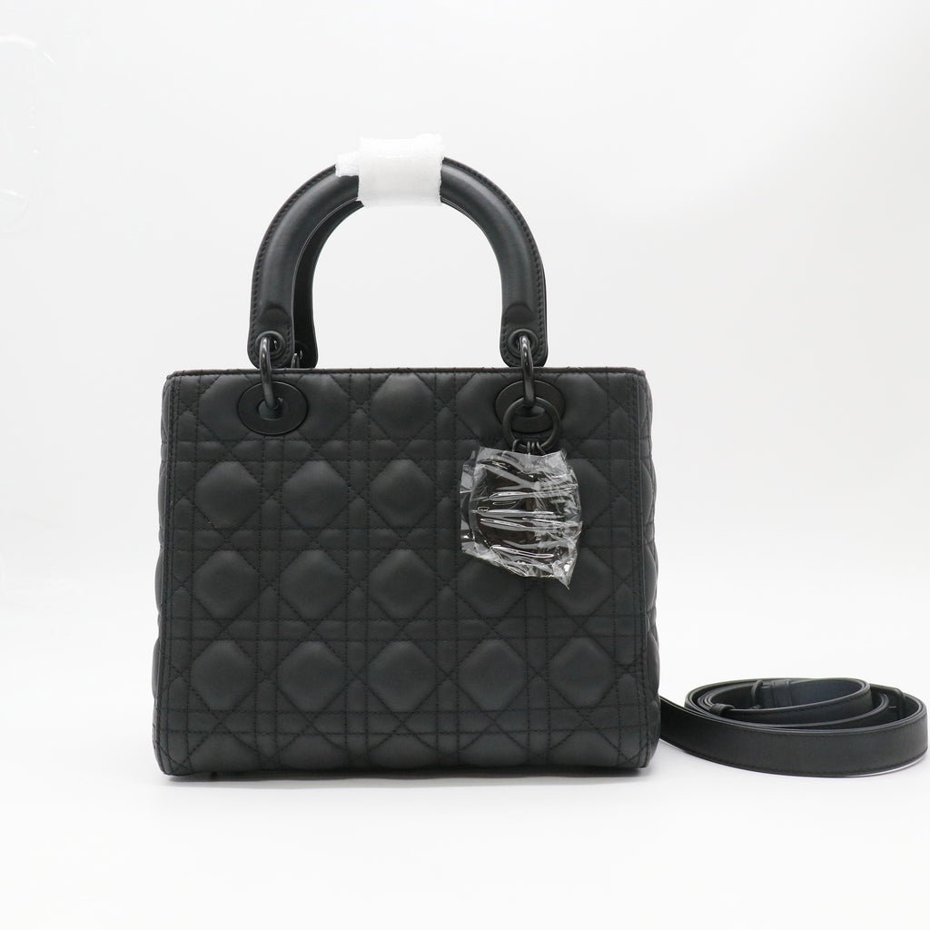 Christian Dior Ultra Matte Calfskin Cannage Lady Dior Black twins LDZ583